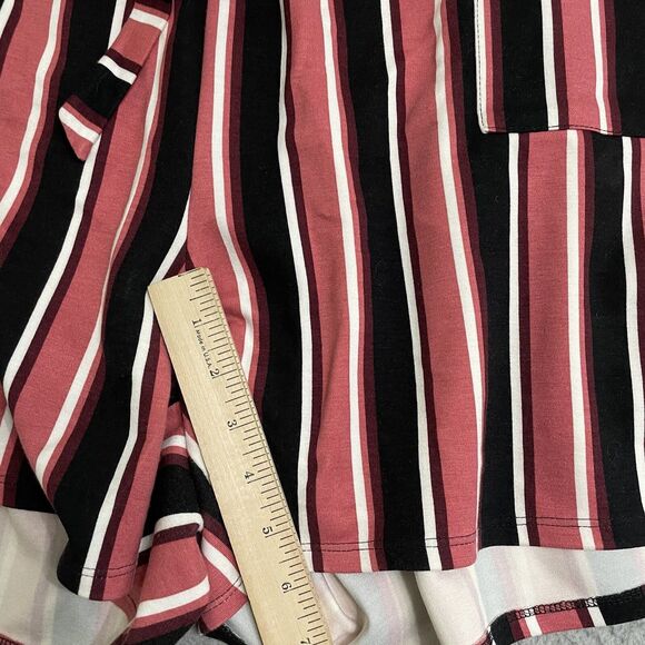 Torrid Womens Plus 3x Paperbag Self Tie Striped Rose Pink Black Shorts NWOT - Picture 8 of 9